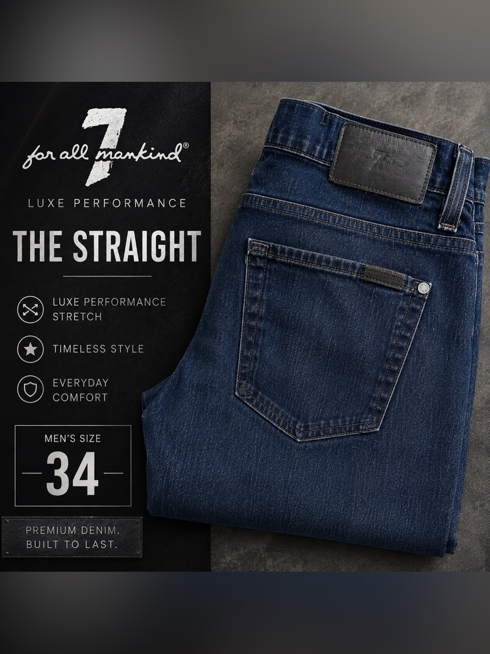 7 For All Mankind The Straight Men's Jeans - Dark Blue